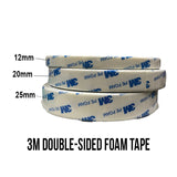 3M White Foam Tape (12mm - 25mm x 8m)