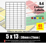 CS A4 Multi-Purpose Colour Labels (10's)