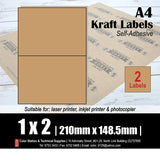 CS Brown Kraft Multi-Purpose A4 Labels (10's)