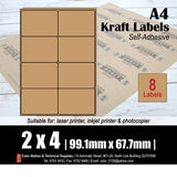 CS Brown Kraft Multi-Purpose A4 Labels (10's)