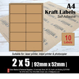 CS Brown Kraft Multi-Purpose A4 Labels (10's)