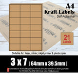 CS Brown Kraft Multi-Purpose A4 Labels (10's)