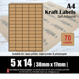 CS Brown Kraft Multi-Purpose A4 Labels (10's)