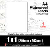 CS Waterproof A4 Multi-Purpose Labels (10's) - CLEAR / TRANSPARENT