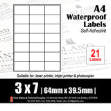 CS Waterproof A4 Multi-Purpose Labels (10's) - CLEAR / TRANSPARENT