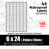 CS Waterproof A4 Multi-Purpose Labels (10's) - White / Yellow