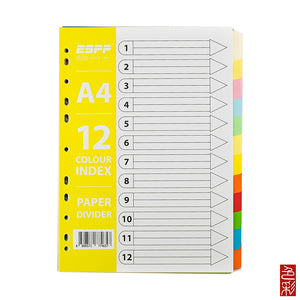 A4 ESPP 12 Colours Paper Dividers