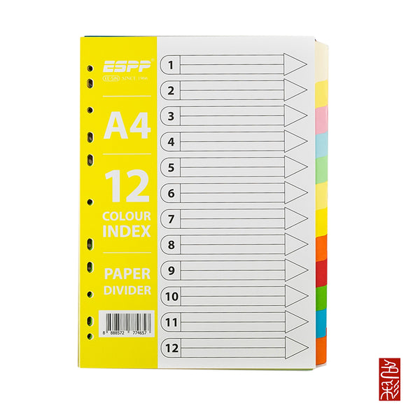 A4 ESPP 12 Colours Paper Dividers