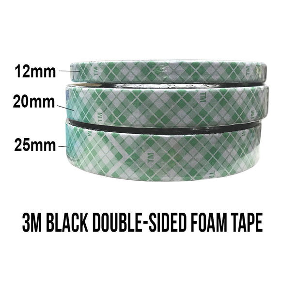 3M Black Foam Tape (12mm - 25mm x 8m)