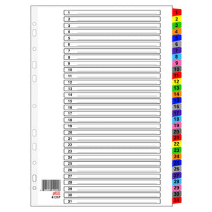 A4 1-31 Colour PVC Index Divider