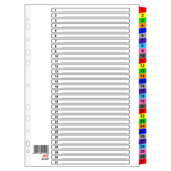 A4 1-31 Colour PVC Index Divider