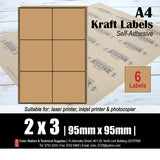 CS Brown Kraft Multi-Purpose A4 Labels (10's)
