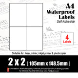 CS Weatherproof A4 Multi-Purpose Labels (10's)