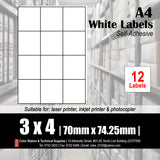 CS A4 Multi-purpose White Labels (100's)