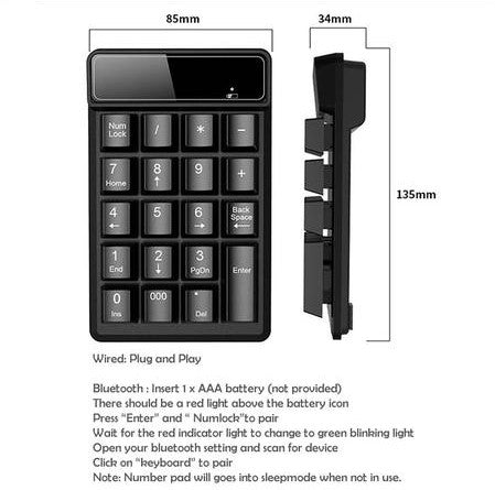 Bluetooth Number Pad Keypad