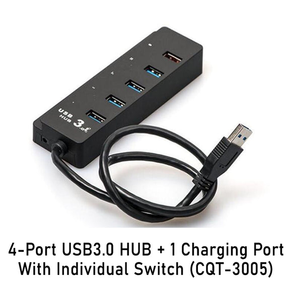 4-PORT USB3.0 HUB + 1 Charging Port with Individual Switch