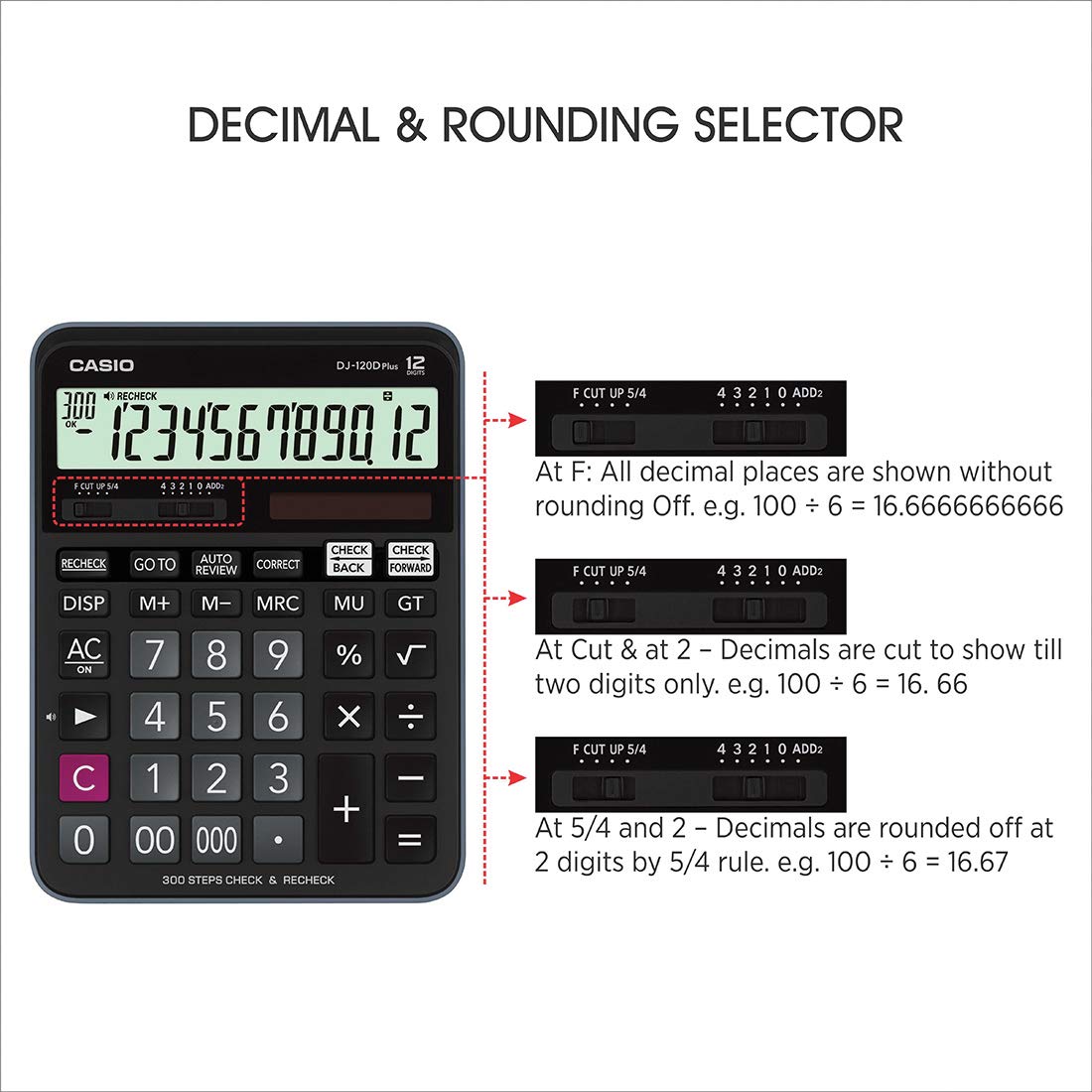 Casio DJ 120D Plus Calculator Extra Large Display 12 Digits Chec Color Station Website