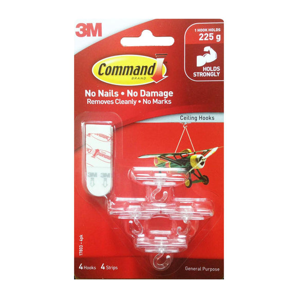 Command Damage-Free Hanging Ceiling Hooks (Holds 225g)