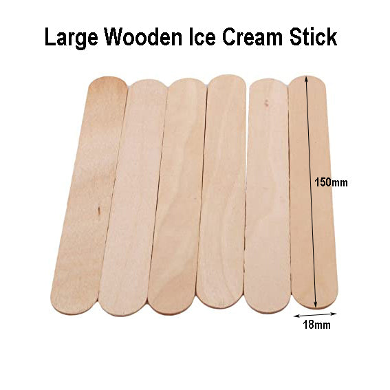 Large Wooden / Craft Ice Cream or Popsicle Sticks (150 x 18mm)