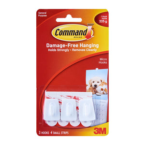 Command Damage-Free Hanging Micro Hooks (Holds 225g)