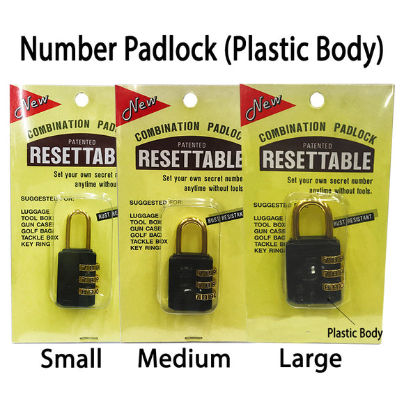 Re-settable Number Padlock (Plastic Body)