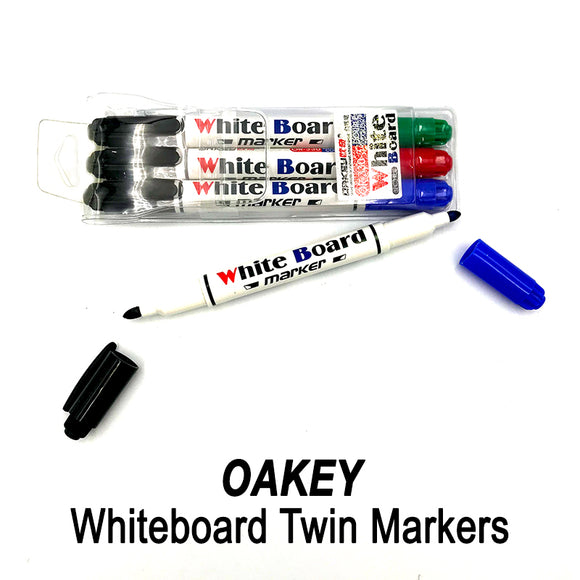 Oakey OR-330 Whiteboard Twin Markers (Bullet Point) Pack of 3