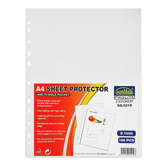 Suremark A4 11-Holes Clear Sheet Protector (0.1mm) 100's