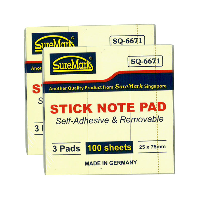 Suremark Stick Note Pad (25x75mm) SQ-6671 - On Sale Now – Color Station ...